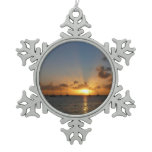 Sunset with Sailboats Tropical Landscape Photo Snowflake Pewter Christmas Ornament