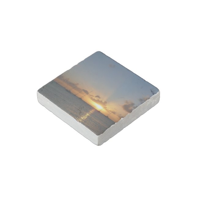Sunset with Sailboats Tropical Landscape Photo Stone Magnet (Angled)