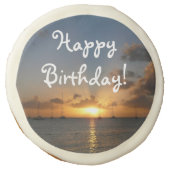 Sunset with Sailboats Tropical Landscape Photo Sugar Cookie (Front)