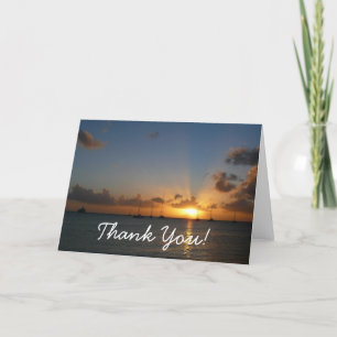 Sunset with Sailboats Tropical Landscape Photo Thank You Card