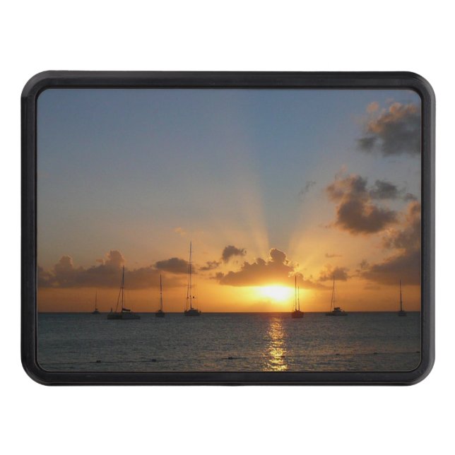 Sunset with Sailboats Tropical Landscape Photo Tow Hitch Cover (Front)