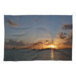 Sunset with Sailboats Tropical Landscape Photo Towel