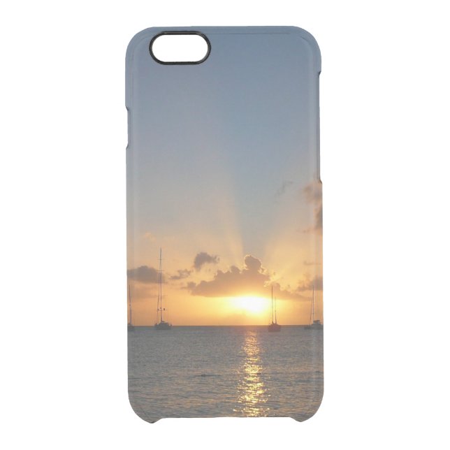 Sunset with Sailboats Tropical Landscape Photo Uncommon iPhone Case (Back)