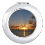 Sunset with Sailboats Tropical Landscape Photo Vanity Mirror