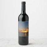 Sunset with Sailboats Tropical Landscape Photo Wine Label