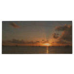 Sunset with Sailboats Tropical Landscape Photo Wood Flash Drive