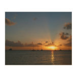 Sunset with Sailboats Tropical Landscape Photo Wood Wall Decor