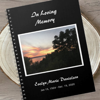 Sunset With Tree Memorial Or Funeral Guest Book by sympathythankyou at Zazzle