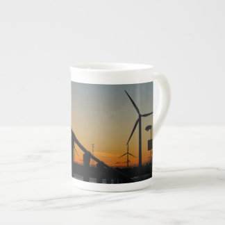 Sunset with windmill, relaxing and calming. bone china mug
