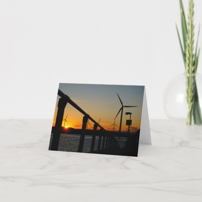 Sunset with windmill, relaxing and calming. thank you card (Front)