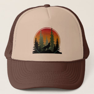 Sunset Wolf Nature Scenery Trucker Hat