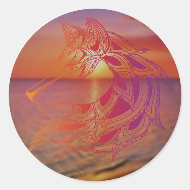 Sunset Wolf Sticker (Front)