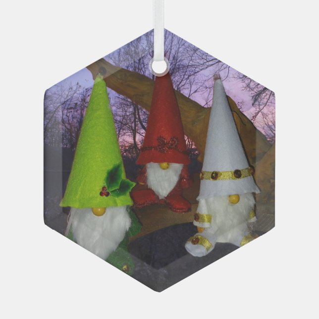 Sunset Woodland Gnomes Ornament (Front)