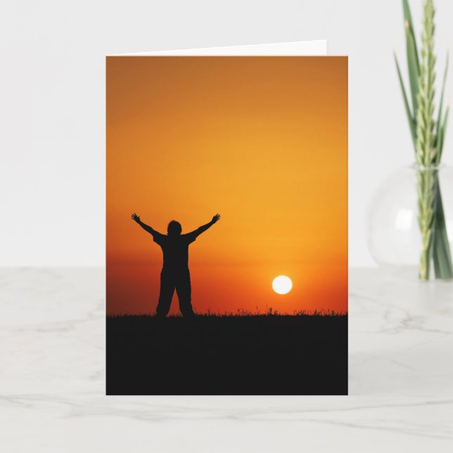 Sunset worship Greeting card (Front)