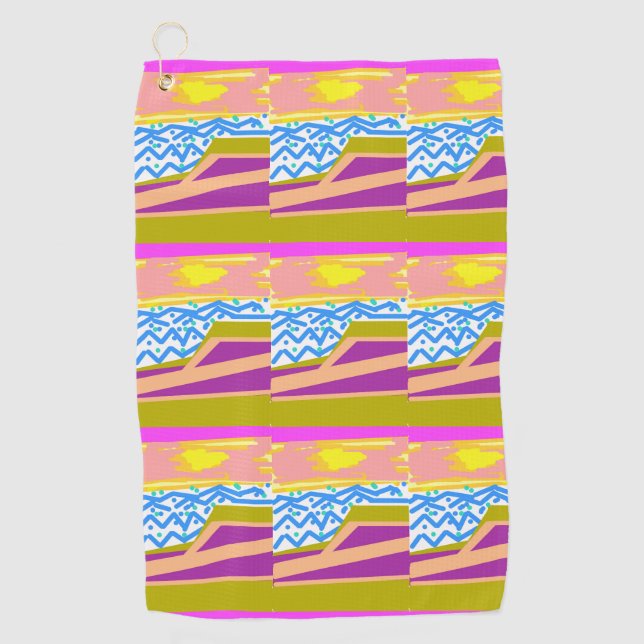 Sunset Yacht Waves  Golf Towel (Front)