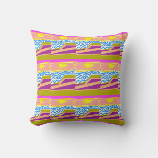 Sunset Yacht Waves Throw Pillow