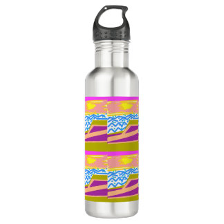 Sunset Yacht Waves Water Bottle