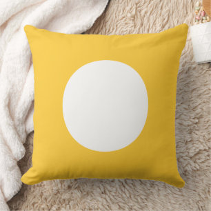Sunset Yellow and White Polka Dot Reversible Throw Pillow