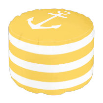 Sunset Yellow and White Stripe Anchor Pouf