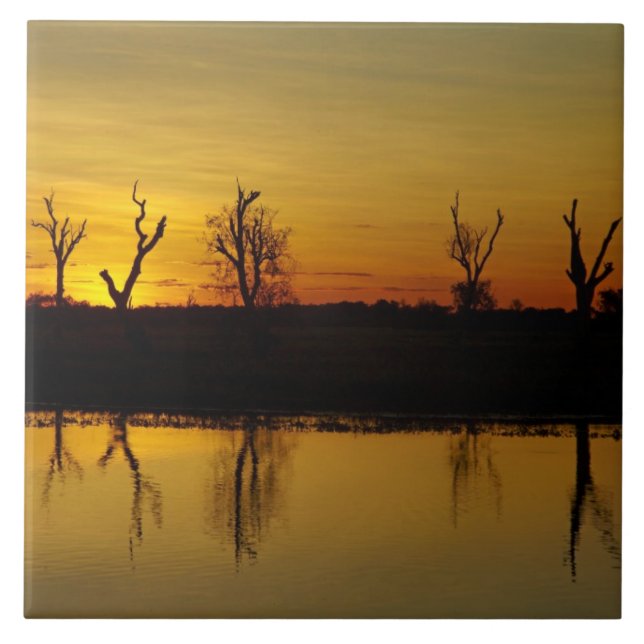 Sunset, Yellow Water Billabong Ceramic Tile (Front)