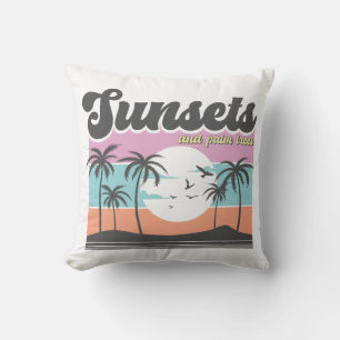 Sunsets And Palm Trees Throw Pillow