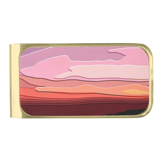 SUNSETS GOLD FINISH MONEY CLIP (Front)