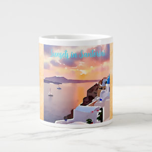Sunsets in Santorini  Giant Coffee Mug