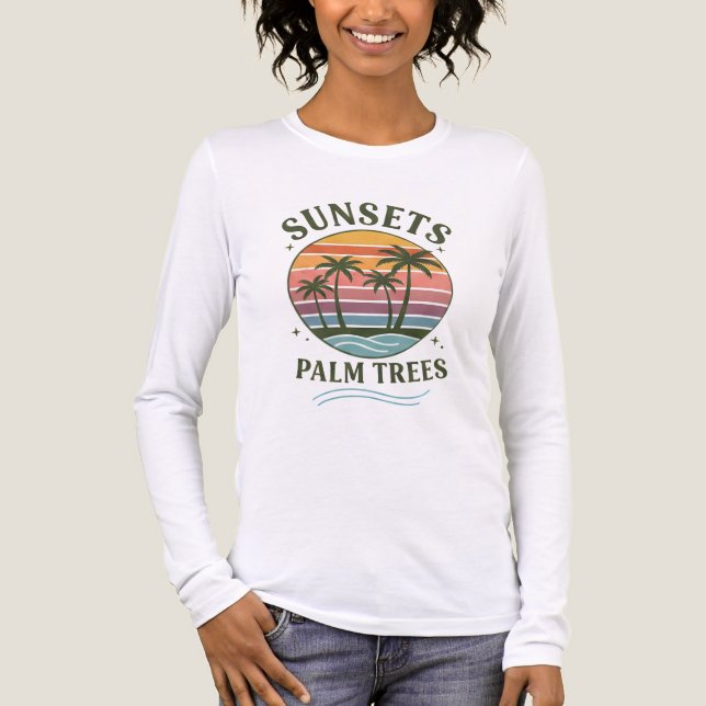 Sunsets & Palm Trees | Summer Beach T-Shirt Tri-Blend Shirt (Front)