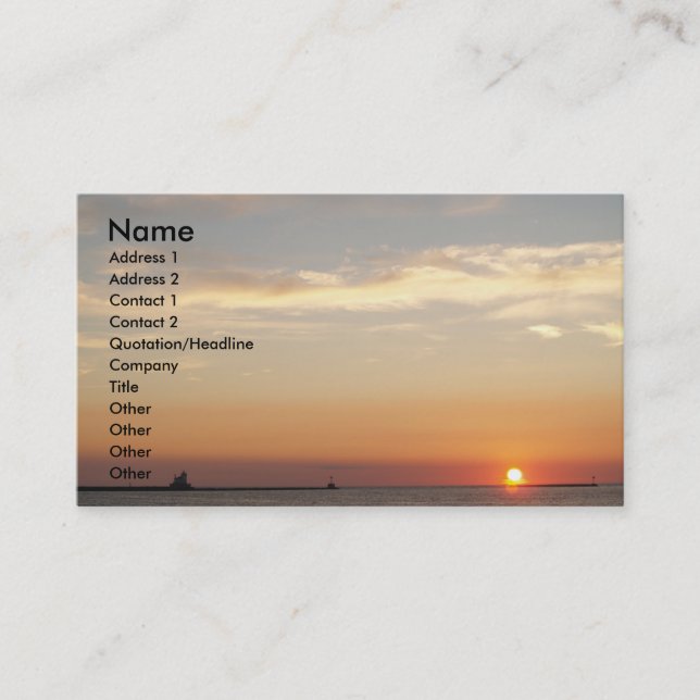Sunsets, Sailboats and Lighthouse Business Card (Front)