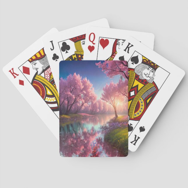 Sunset's Slumber on the Peaceful River Poker Cards (Back)
