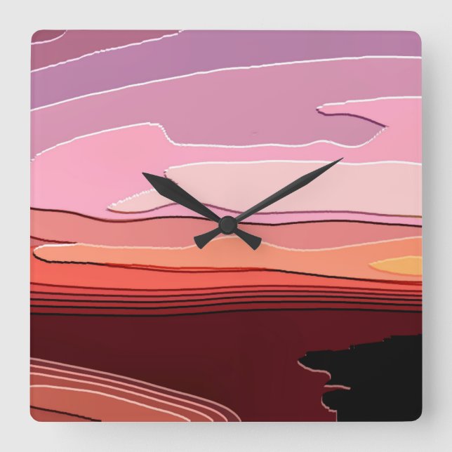 SUNSETS SQUARE WALL CLOCK (Front)