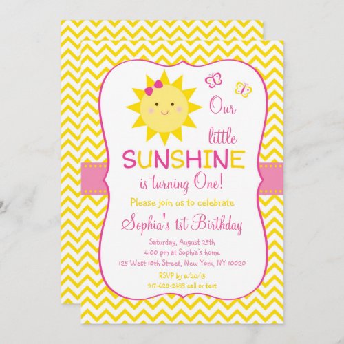 Sunshine 1st Birthday Invitation