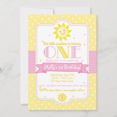 Sunshine 1st Birthday Invitation