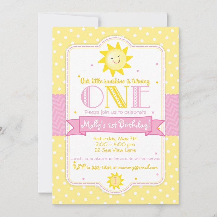 Sunshine 1st Birthday Invitation Zazzle