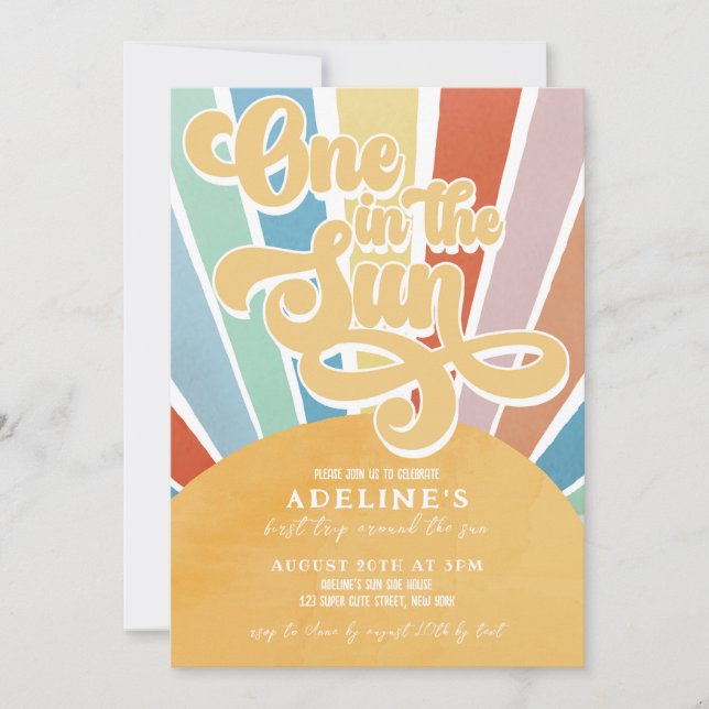 Sunshine 1st Birthday Rainbow Colorful Boho  Invitation (Front)
