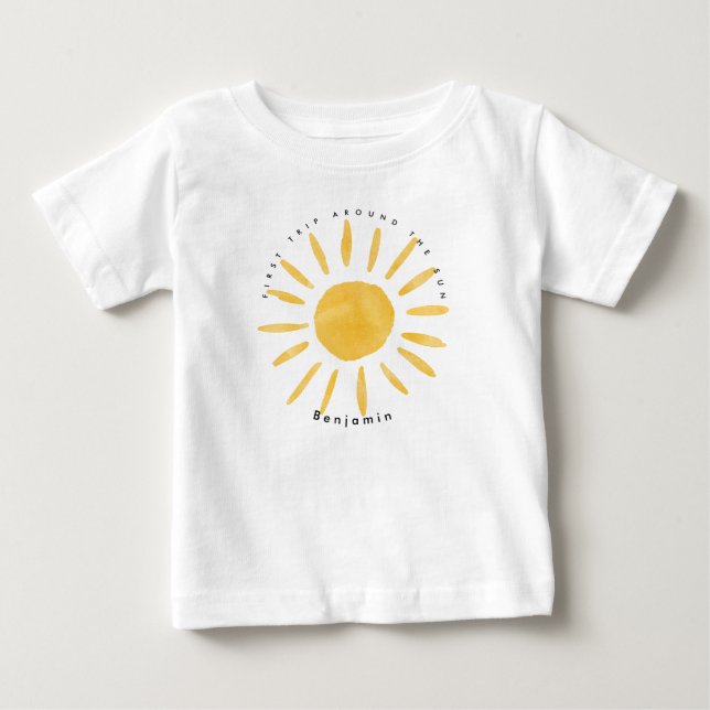 sunshine 1st birthday watercolor sun  baby T-Shirt (Front)