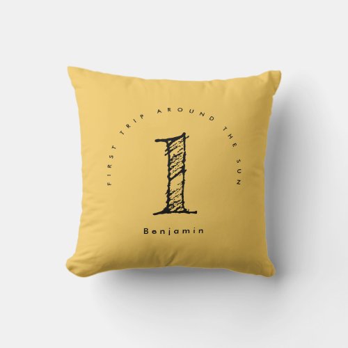 sunshine 1st birthday watercolor sun  throw pillow