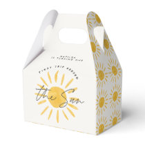 sunshine 1st birthday watercolor sun yellow modern favor boxes