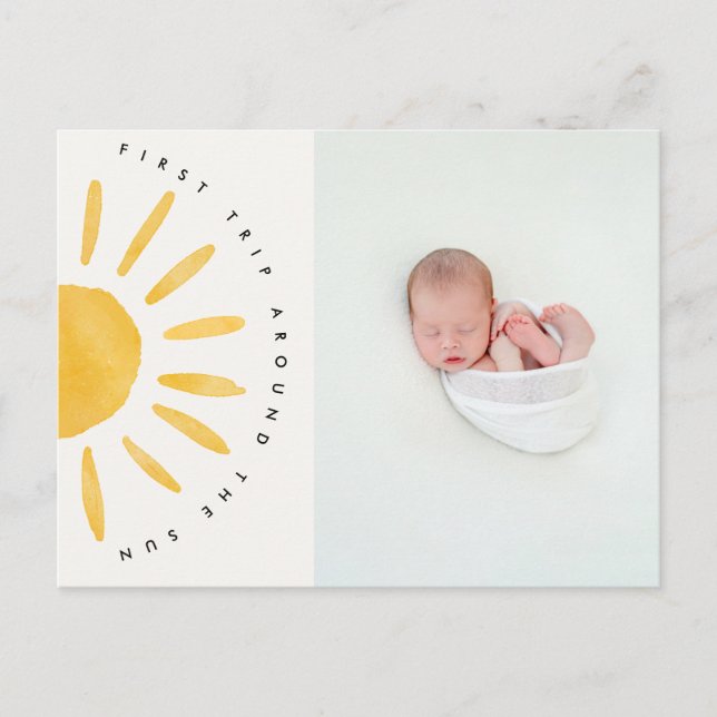 sunshine 1st trip around the sun birthday invite (Front)