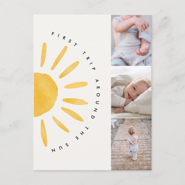 sunshine 1st trip around the sun birthday invite (Front)