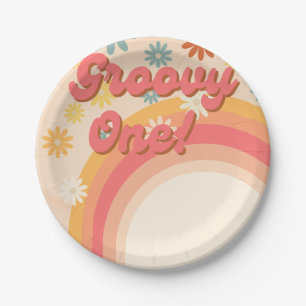 Sunshine 70s retro groovy daisy flower birthday paper plates
