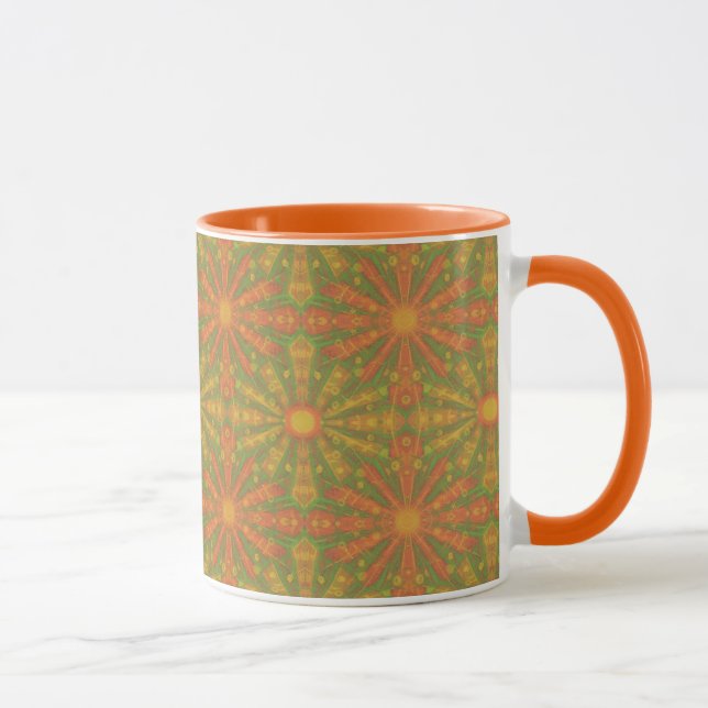 "Sunshine" abstract pattern in orange and yelllow Mug (Right)