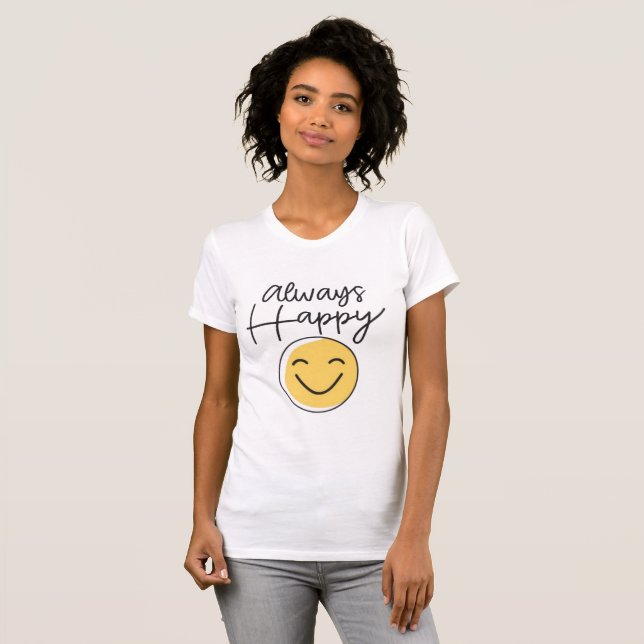 Sunshine "Always Happy" Retro Tee - Vibrant Smiley (Front Full)