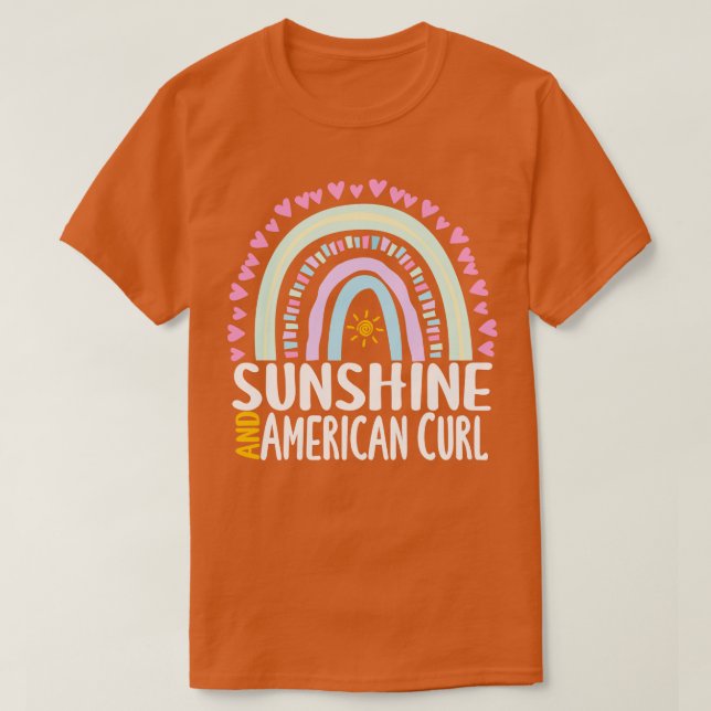 Sunshine and American Curl Cute Rainbow Gift for W T-Shirt (Design Front)