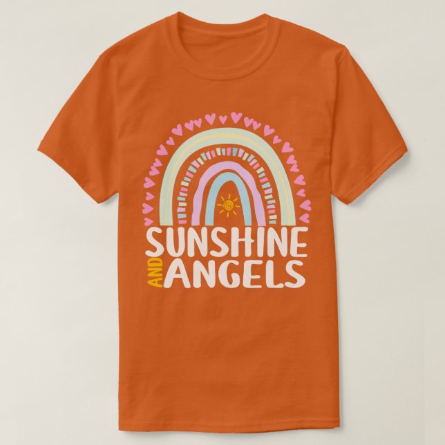 Sunshine and Angels Cute Rainbow Gift for Womens K T-Shirt (Design Front)