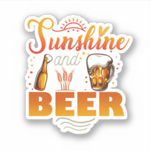 Sunshine And Beer Funny Beach Summer Vacation Sticker