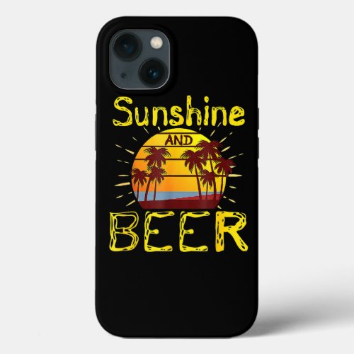 Sunshine And Beer Summer Palm Trees Beer Drinker V iPhone 13 Case
