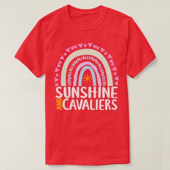 Sunshine and Cavaliers Cute Rainbow Gift for Women T-Shirt (Design Front)