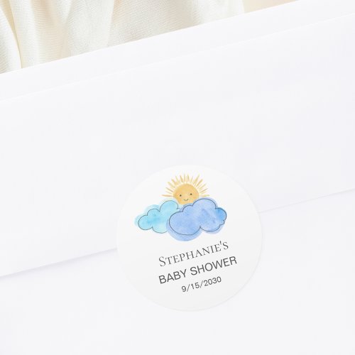Sunshine And Clouds Boys Baby Shower Classic Round Sticker