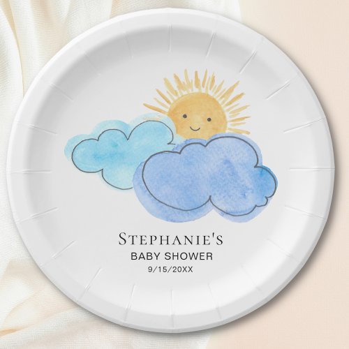Sunshine And Clouds Boys Baby Shower Paper Plates